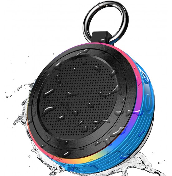 Bluetooth Shower Speaker, IPX7 Waterproof Portable Speaker with LED Light, Suction Cup, Hook, Stereo Sound, True Wireless Stereo Mini Speaker with Built-in Mic, FM Radio, for Bathroom, Pool, Outdoors Bluetooth Shower Speaker, IPX7 Waterproof Portable Speaker with LED Light, Suction Cup, Hook, Stereo Sound, True Wireless Stereo Mini Speaker with Built-in Mic, FM Radio, for Bathroom, Pool, Outdoors