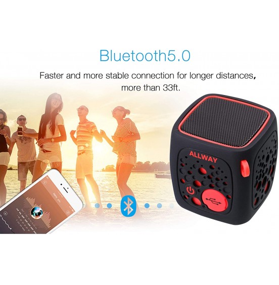 Small Bluetooth Speaker,ALLWAY Ultra Compact Mini Portable Bluetooth Speakers with Loud Stereo Sound,Rich bass,TF Card Port,164 Feet Bluetooth 5.0 Range for Laptop,iPhone,Echo,Car and More Small Bluetooth Speaker,ALLWAY Ultra Compact Mini Portable Bluetooth Speakers with Loud Stereo Sound,Rich bass,TF Card Port,164 Feet Bluetooth 5.0 Range for Laptop,iPhone,Echo,Car and More